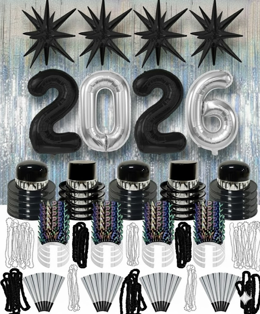 PMU New Year's Eve Party Supplies 2026 Party Kit for New Year's Eve Decorations Supplies, Outfits for Adults, Men and Women
