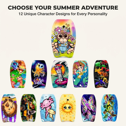 PMU 26 Inch Graphics Printed Bodyboard - Lightweight Wrist Leash Slick Bottom Boogie Board for Beach, Sea & Pool - Surfing Board for Kids, Teens & Adults Wave Conditions  Pkg/1