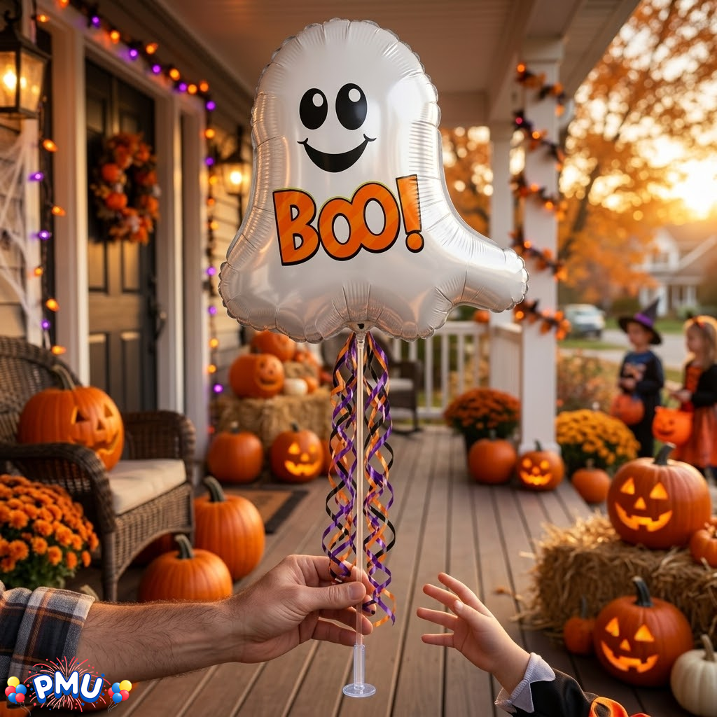 PMU Halloween Balloons 11 Inch Pre-Inflated with Stick
