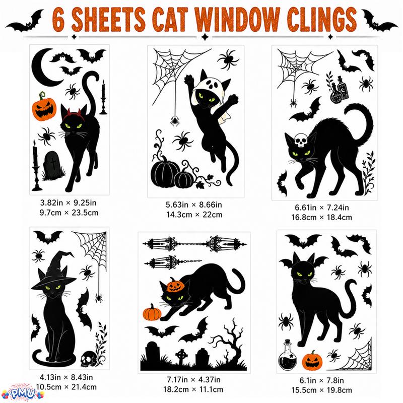 PMU PMU 13 Set Halloween Window Clings, Window Decals, Scary Halloween Decor