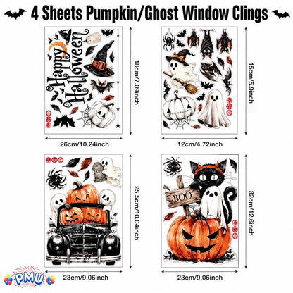PMU PMU 13 Set Halloween Window Clings, Window Decals, Scary Halloween Decor