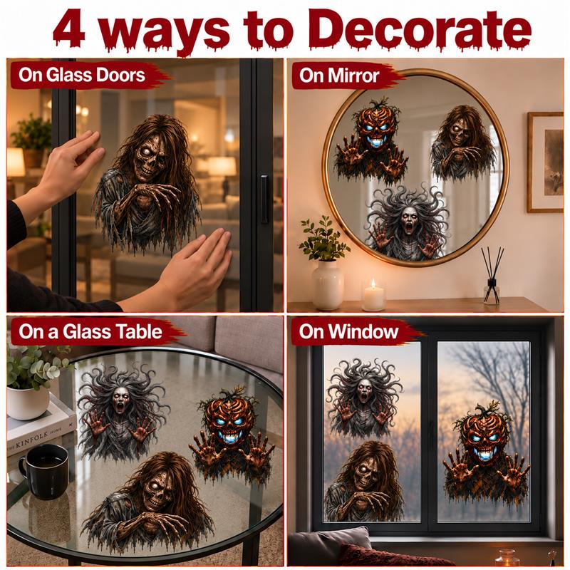 PMU PMU 13 Set Halloween Window Clings, Window Decals, Scary Halloween Decor