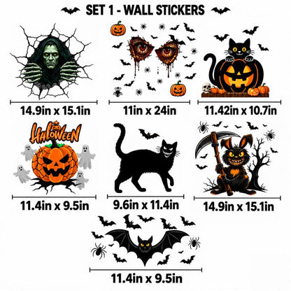 PMU 7 Sheet Halloween Wall Stickers, High-Definition Wall Decal Halloween Decor