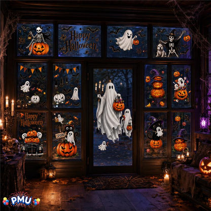 PMU PMU 13 Set Halloween Window Clings, Window Decals, Scary Halloween Decor