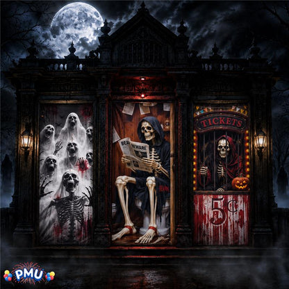 PMU 3 Pcs Halloween Door Cover, High-Definition Door Cover Halloween Decor