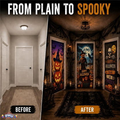 PMU 3 Pcs Halloween Door Cover, High-Definition Door Cover Halloween Decor