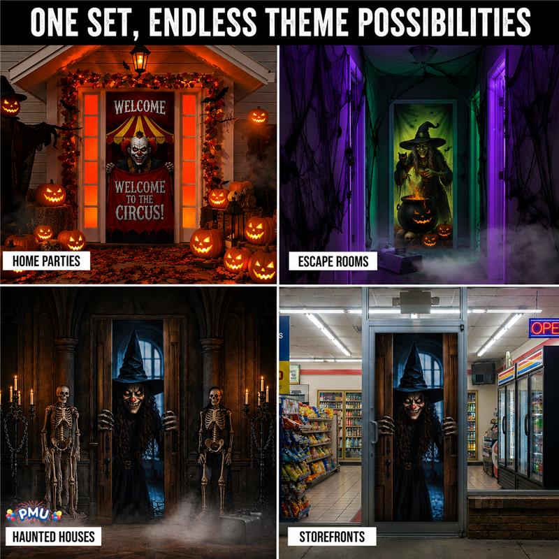 PMU 3 Pcs Halloween Door Cover, High-Definition Door Cover Halloween Decor