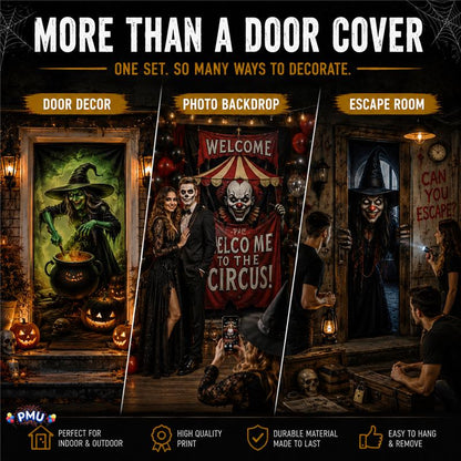 PMU 3 Pcs Halloween Door Cover, High-Definition Door Cover Halloween Decor