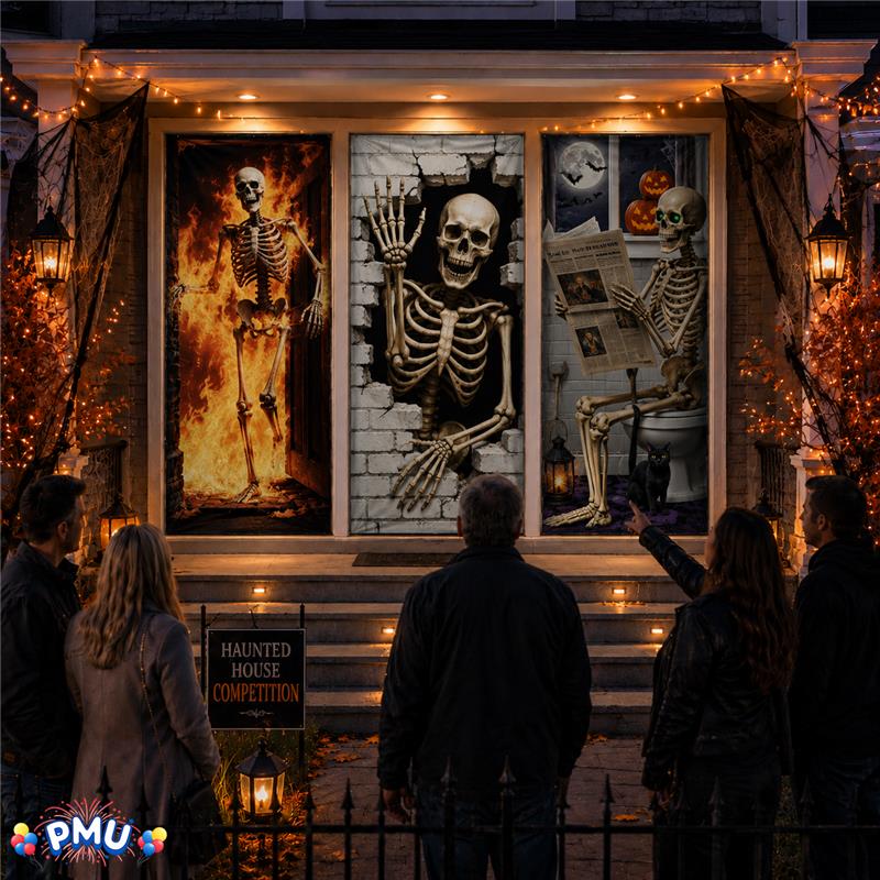 PMU 3 Pcs Halloween Door Cover, High-Definition Door Cover Halloween Decor
