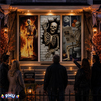 PMU 3 Pcs Halloween Door Cover, High-Definition Door Cover Halloween Decor