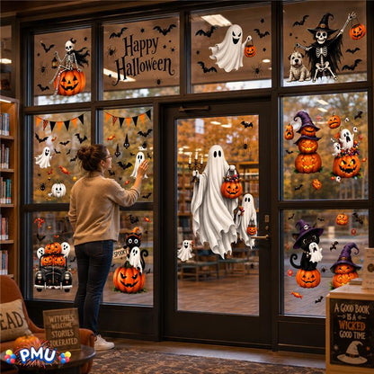 PMU PMU 13 Set Halloween Window Clings, Window Decals, Scary Halloween Decor