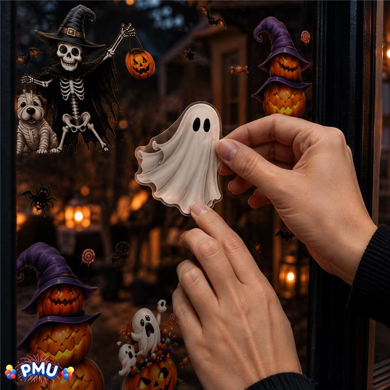 PMU PMU 13 Set Halloween Window Clings, Window Decals, Scary Halloween Decor