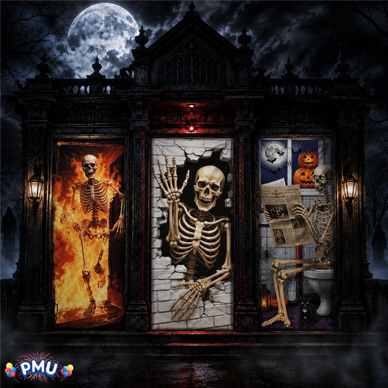 PMU 3 Pcs Halloween Door Cover, High-Definition Door Cover Halloween Decor