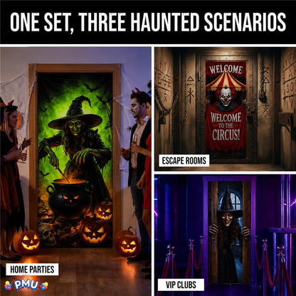 PMU 3 Pcs Halloween Door Cover, High-Definition Door Cover Halloween Decor