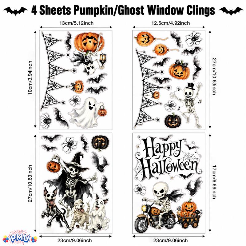 PMU PMU 13 Set Halloween Window Clings, Window Decals, Scary Halloween Decor