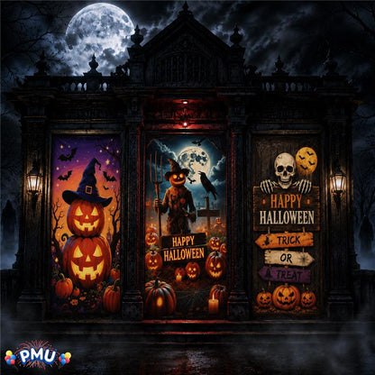 PMU 3 Pcs Halloween Door Cover, High-Definition Door Cover Halloween Decor
