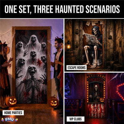 PMU 3 Pcs Halloween Door Cover, High-Definition Door Cover Halloween Decor