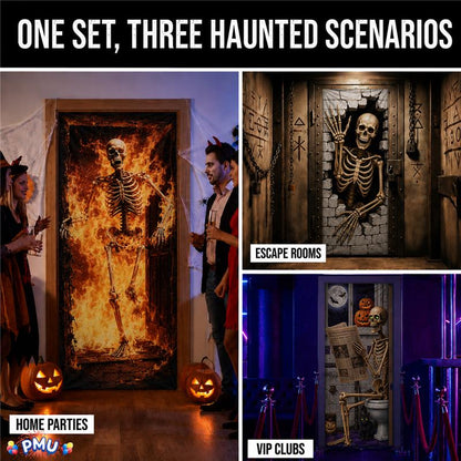 PMU 3 Pcs Halloween Door Cover, High-Definition Door Cover Halloween Decor