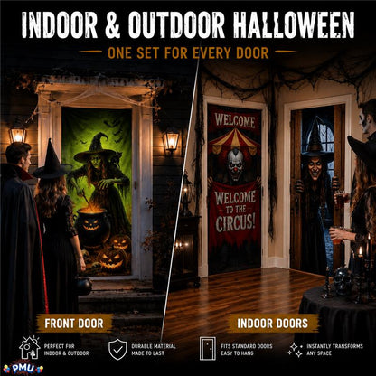 PMU 3 Pcs Halloween Door Cover, High-Definition Door Cover Halloween Decor