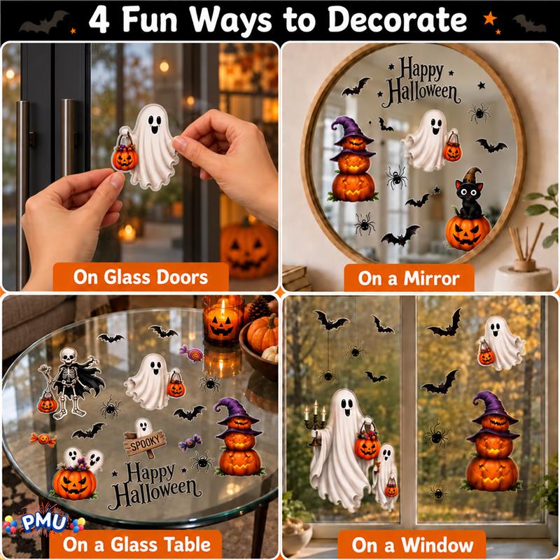 PMU PMU 13 Set Halloween Window Clings, Window Decals, Scary Halloween Decor