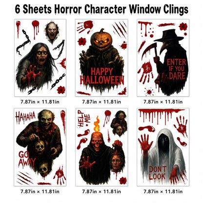 PMU PMU 13 Set Halloween Window Clings, Window Decals, Scary Halloween Decor