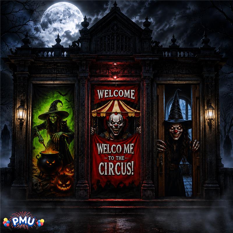 PMU 3 Pcs Halloween Door Cover, High-Definition Door Cover Halloween Decor