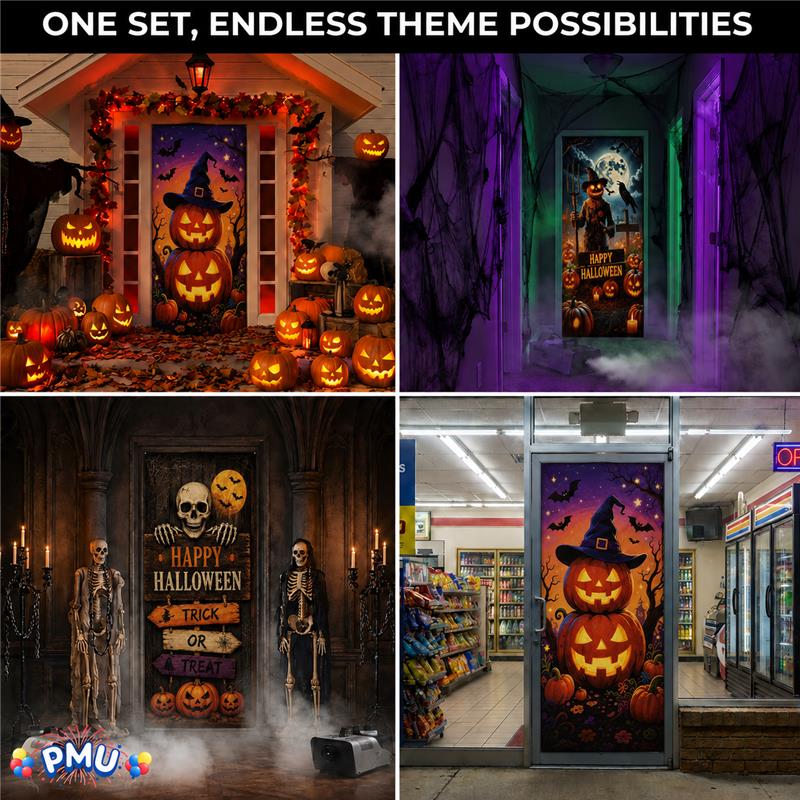 PMU 3 Pcs Halloween Door Cover, High-Definition Door Cover Halloween Decor