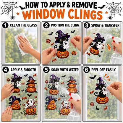 PMU PMU 13 Set Halloween Window Clings, Window Decals, Scary Halloween Decor