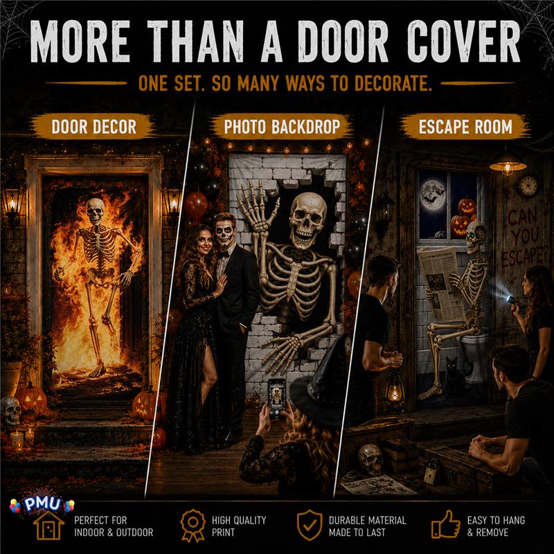 PMU 3 Pcs Halloween Door Cover, High-Definition Door Cover Halloween Decor