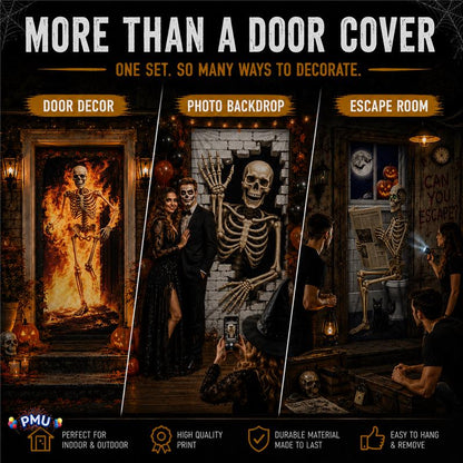 PMU 3 Pcs Halloween Door Cover, High-Definition Door Cover Halloween Decor