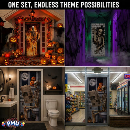 PMU 3 Pcs Halloween Door Cover, High-Definition Door Cover Halloween Decor