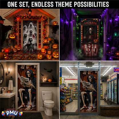 PMU 3 Pcs Halloween Door Cover, High-Definition Door Cover Halloween Decor