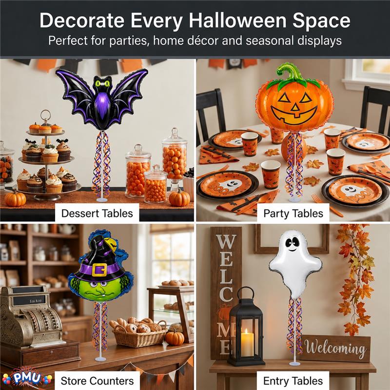 PMU Halloween Balloons 11 Inch Pre-Inflated with Stick