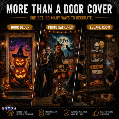 PMU 3 Pcs Halloween Door Cover, High-Definition Door Cover Halloween Decor