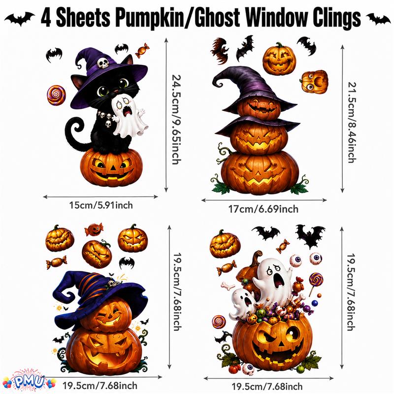 PMU PMU 13 Set Halloween Window Clings, Window Decals, Scary Halloween Decor