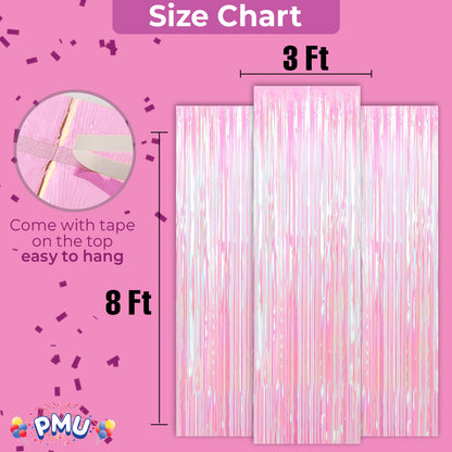 PMU Metallic Fringe Curtains | Metallic Foil Fringe Backdrop Curtains | Fringe Backdrop for Graduation, Birthday Party Decorations, Baby Shower, Disco Party |3ft x 8ft