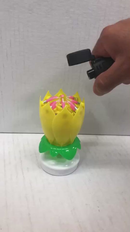 PMU Lotus Flower Musical Birthday Candles, Spinning Flower with Auto-Opening Colorful Petals, Cake Candles, Safe for use Does not Contain Sparklers, Fireworks