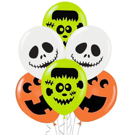 PMU Halloween Fun Faces Trio Balloons - Small Latex Balloons for Halloween Theme Parties, Trick-or-Treat & Party Favors Supplies - 12 Inch