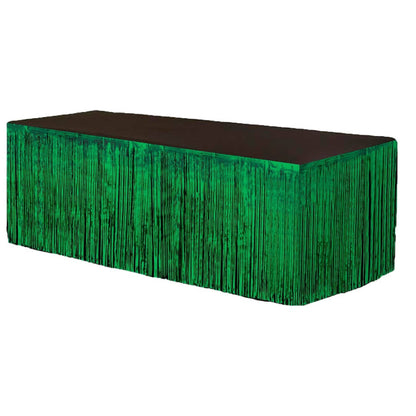 PMU Table Skirt Tinsel Foil 9 ft x 29 inches Party Favor Supplies, Decoration Fringe, Tinsel Table Skirt, Metallic Table Skirt, Foil Fringe Table Skirt