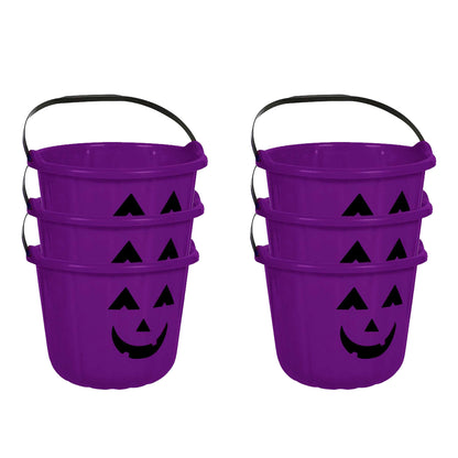 PMU Halloween Jack-O-Lantern Trick or Treat Pail Bucket - Candy Gift Basket for Kids - Pumpkin Plastic Buckets with Handle - Perfect Halloween Décor - 9 Inch