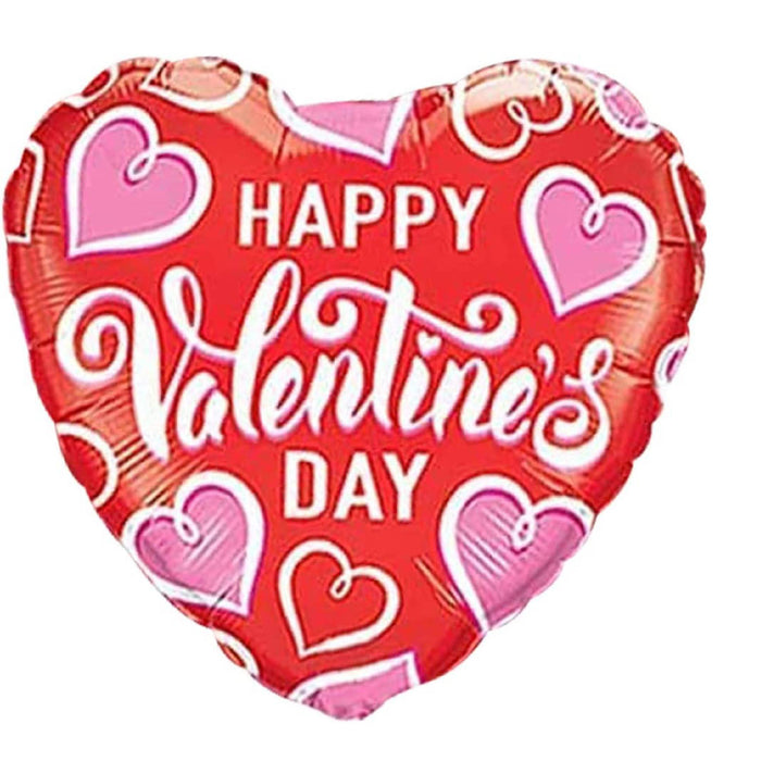 PMU Heart Shaped Happy Valentine's Day Balloons 17-Inch Mylar Idea Gift for Him or Her & Valentine Party Decorations
