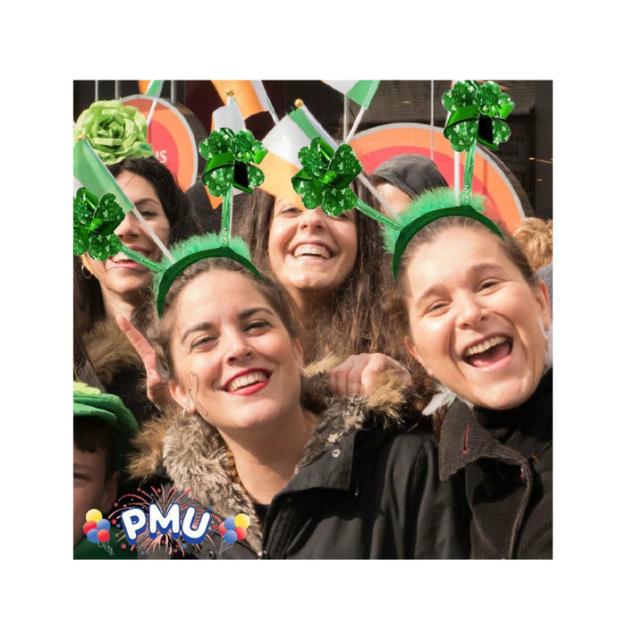 PMU Saint Patrick's Day Green Pinwheel Boppers with Shamrock Costume Headband