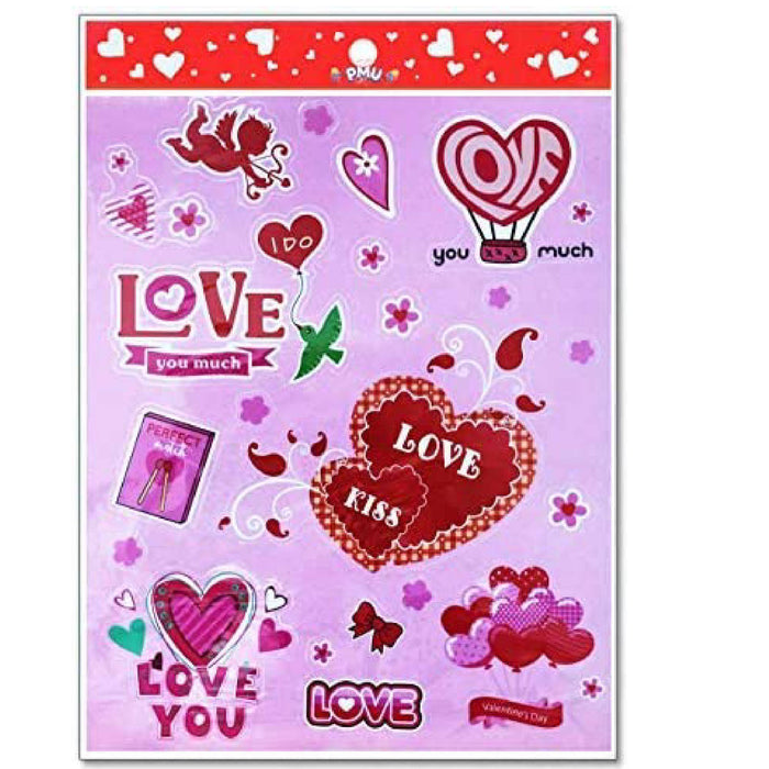 PMU Valentine Heart Clings Party Accessory 12in. x 17in. Sheet