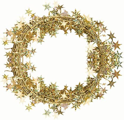 PMU Star Wire Shiny - Garland Halloween, Christmas Party, Wedding, Birthday, Festive Home Decoration Ornament 25ft Tinsel