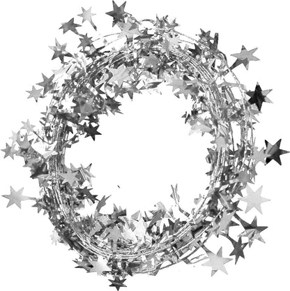 PMU Star Wire Shiny - Garland Halloween, Christmas Party, Wedding, Birthday, Festive Home Decoration Ornament 25ft Tinsel