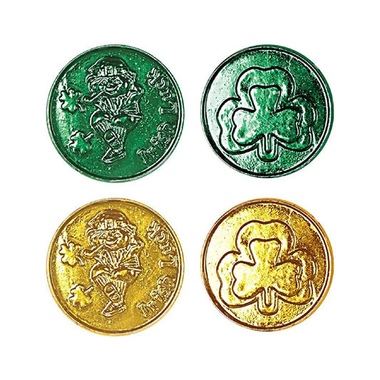 PMU Lucky Leprechaun Plastic Coins (Asstd Green & Gold) Party Accessory