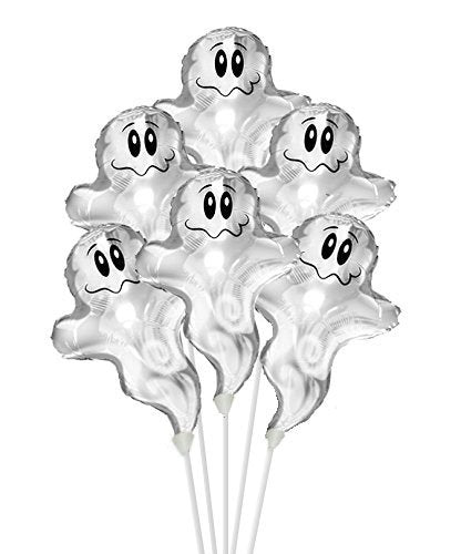 PMU Halloween Balloons Flying Ghost 14 Inch Air-Filled Pre-inflated with a Cup and a Stick (1/Pkg)