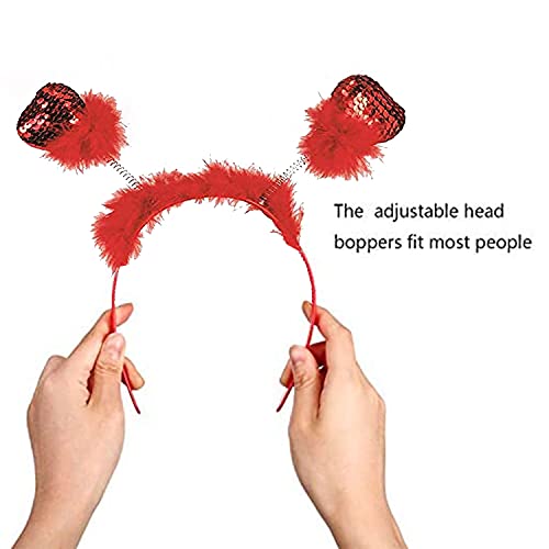 PMU Valentine's Day Red Sequin Heart Head Boppers Headband