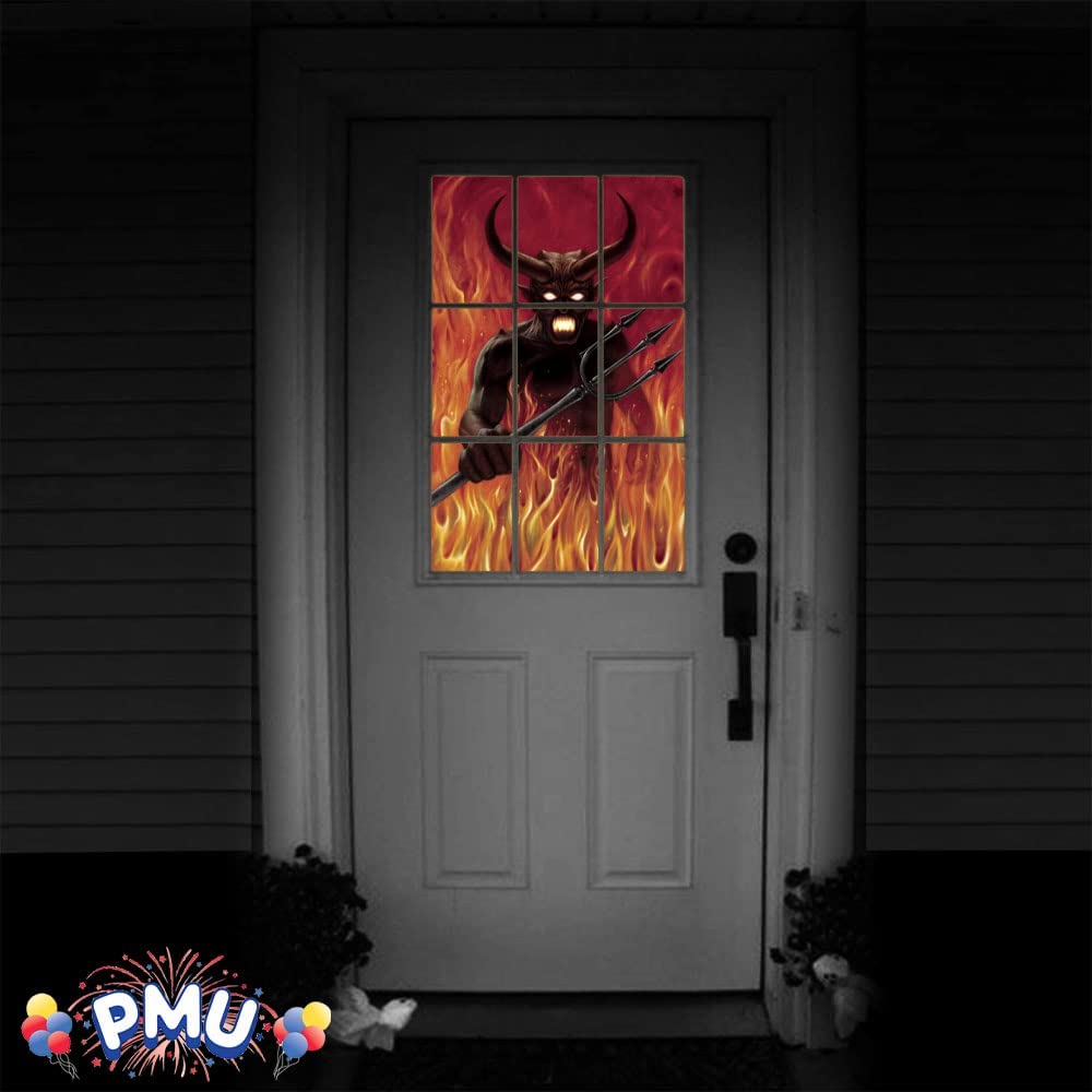 PMU Halloween Window Poster  - Perfect Halloween Painting Posters for Room & Wall Art - Scary Party Theme Supplies - Backlit Poster