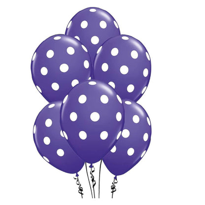 PMU Polka Dot Balloons PartyTex 11 Inch with All-Over Print White Dots